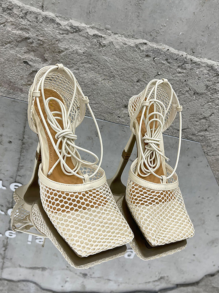 Hollow Out  Crossed Straps High Heel Sandal
