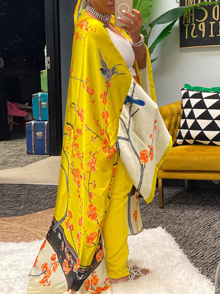 Floral Print Beach Cover-Up Cardigan